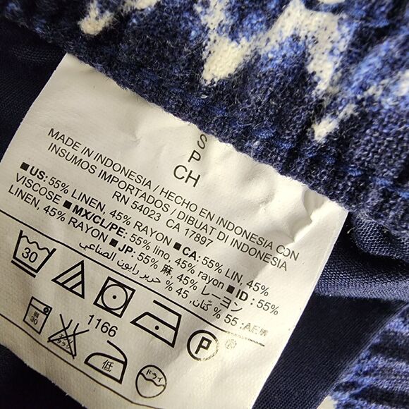 Old Navy Womens Shorts Small Blue Chevron Casual Linen Blend Pockets Drawstring - Picture 7 of 8